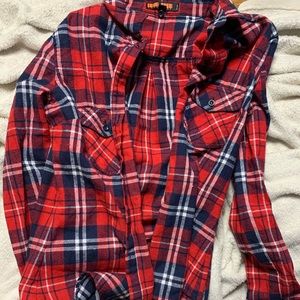 red tshirt with buttons